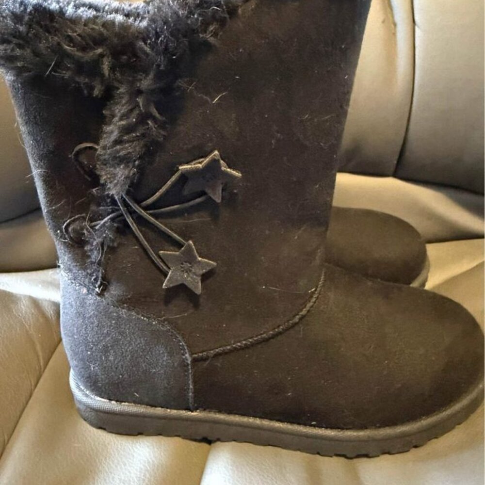 SO® Elena Star Kohl's Girls' Faux-Fur Black Winter Boots Size 3